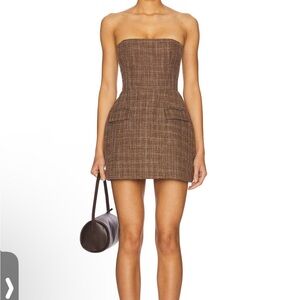 X Revolve Strapless Bethany Romper in Mocha